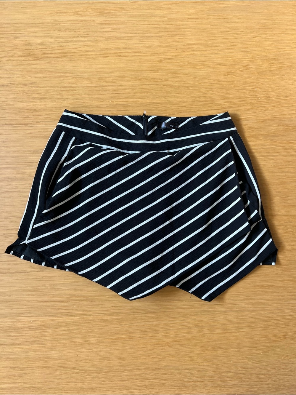 Aqua Black and White Striped Skort Shorts